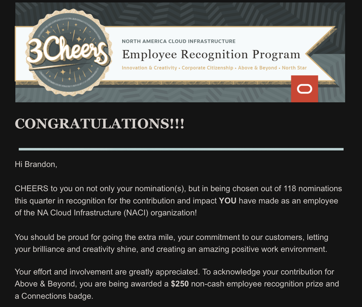 Above and Beyond Award